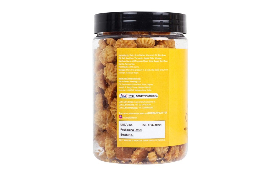 Urban Platter Classic Bite Sized Butter Cookies   Plastic Jar  200 grams